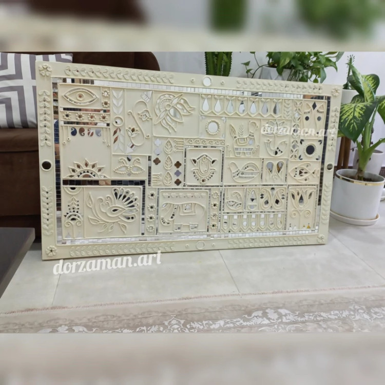 لیپان آرت برجسته مدرن مینیمال آینه کاری کرم سفارشی رنگ دلخواه (پس کرایه)