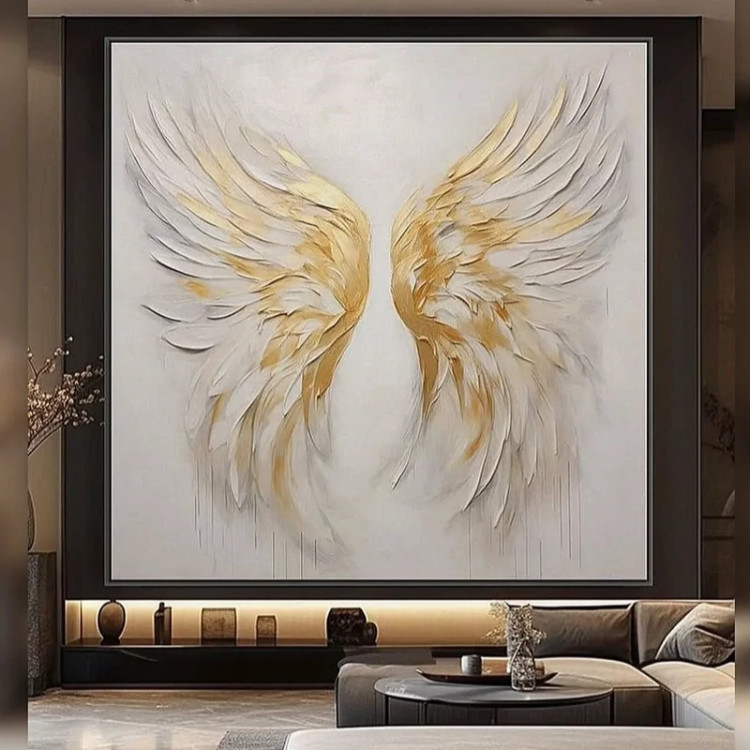 تابلو برجسته دکوراتیو مینیمال طلایی سفارشی کار دست بال فرشته (پس کرایه)